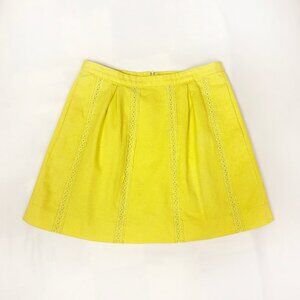 J. Crew highlighter yellow mini skirt with lace detail size US 6